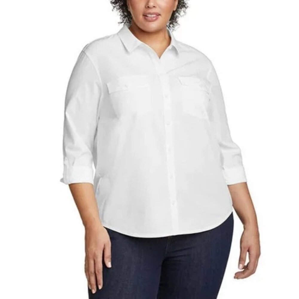Eddie Bauer Departure UPF 50+ Stretch Travel Shirt XXL NWT White